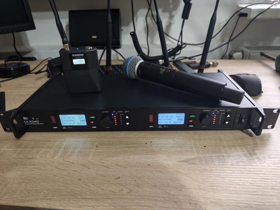 Mikrofon bezprzewodowy + nagłowny SHURE ULXD  zestaw RACK 1U