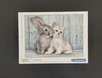 500 peças puzzle CLEMENTONI coelho e gato
