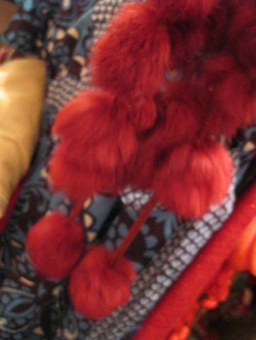 шарф мех натуральный кролик коралловый с бордовым длинный шарфик заяц