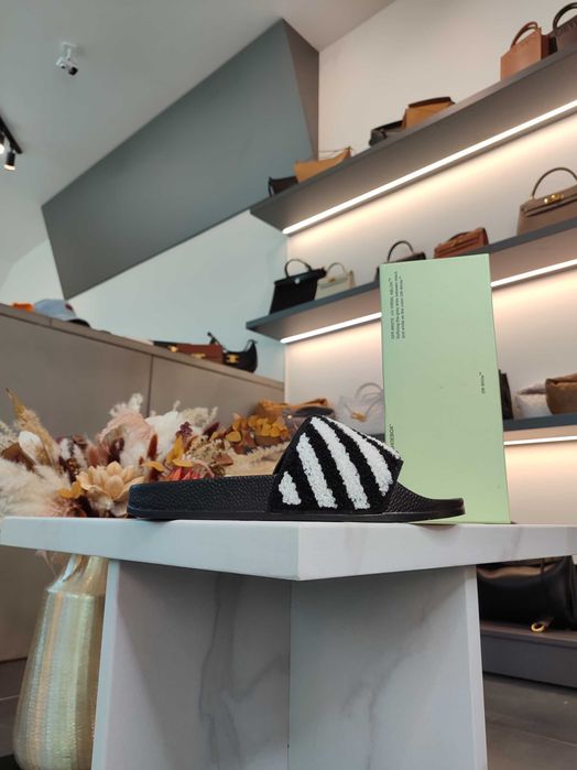 Сланці Off-White Flyknit Stripes Sliders Black/White