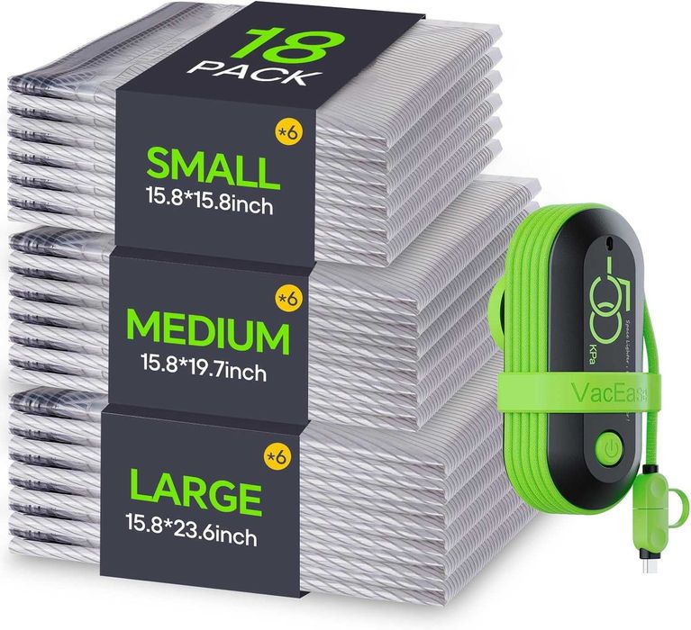 18 sztuk worków próżniowych do podróży z pompą USB