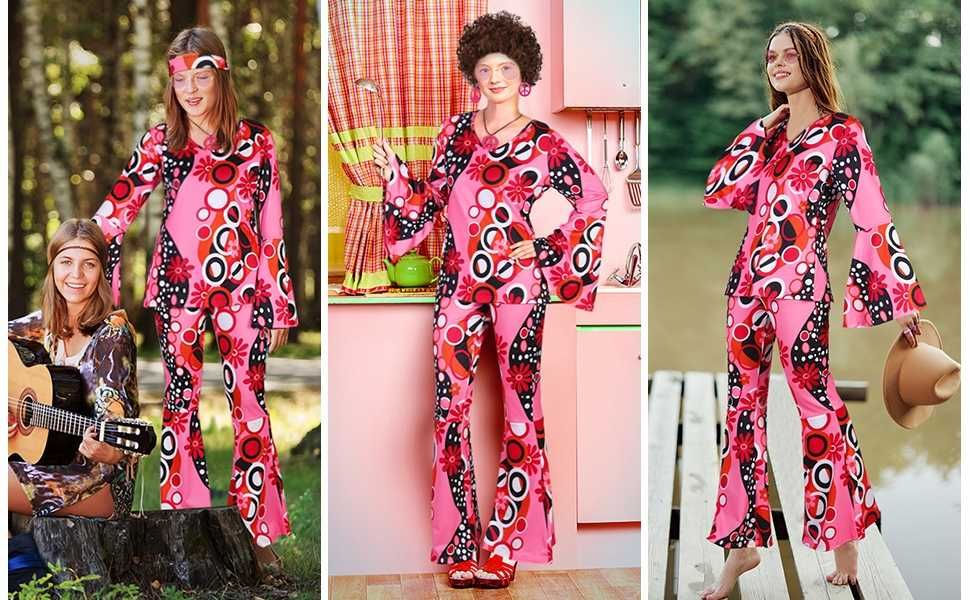 Kostium HIPPIE – Zestaw w stylu lat 70. (rozmiar M)