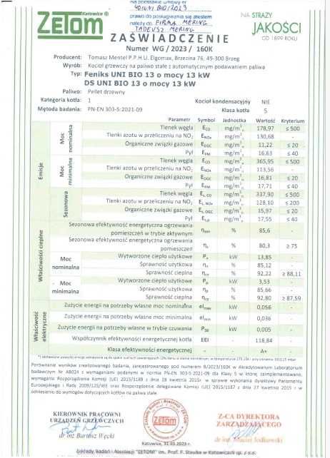 Kocioł piec na pellet pelet Feniks UNI BIO 13kW Mering
