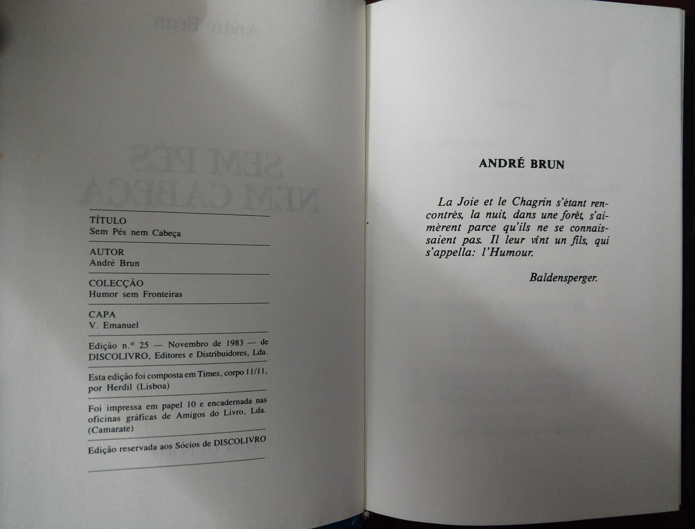 Livro "Sem Pés nem Cabeça" - André Brun