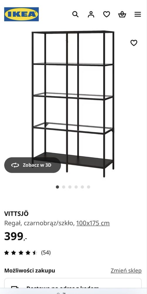 Zloty regal malowany z ikea szyba marmurek