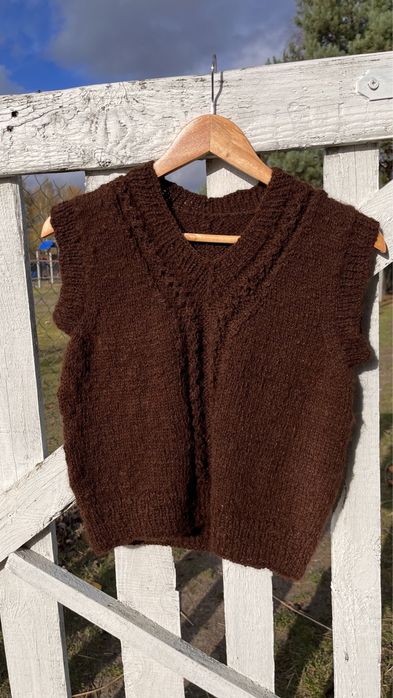 Kamizelka damska wełna alpaka 100% S ręcznie robiona handmade