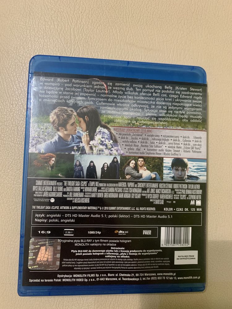 Saga Zmierzch Zaćmienie + Gratis AVATAR   BluRay