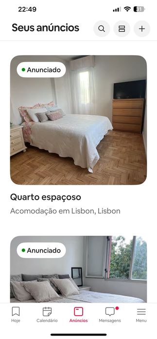 Quarto individual cama de casal