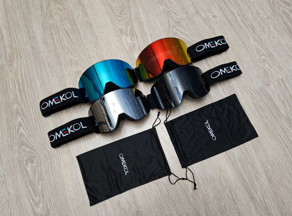Лижна маска з чохлом, маска для сноуборду, лыжная маска, лижні окуляри