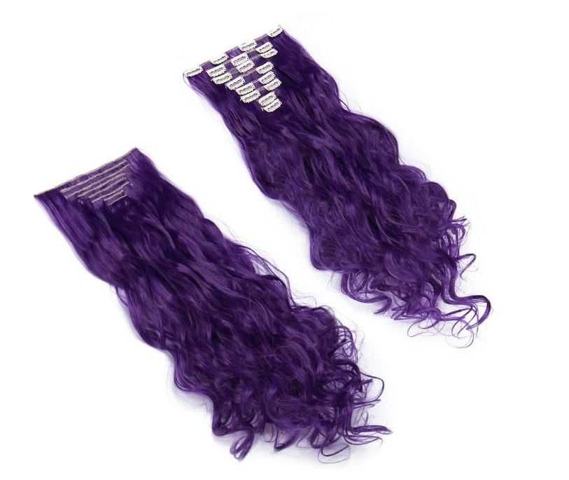 Doczepiane włosy clip in Ciemny fiolet 65 cm 8 tresek