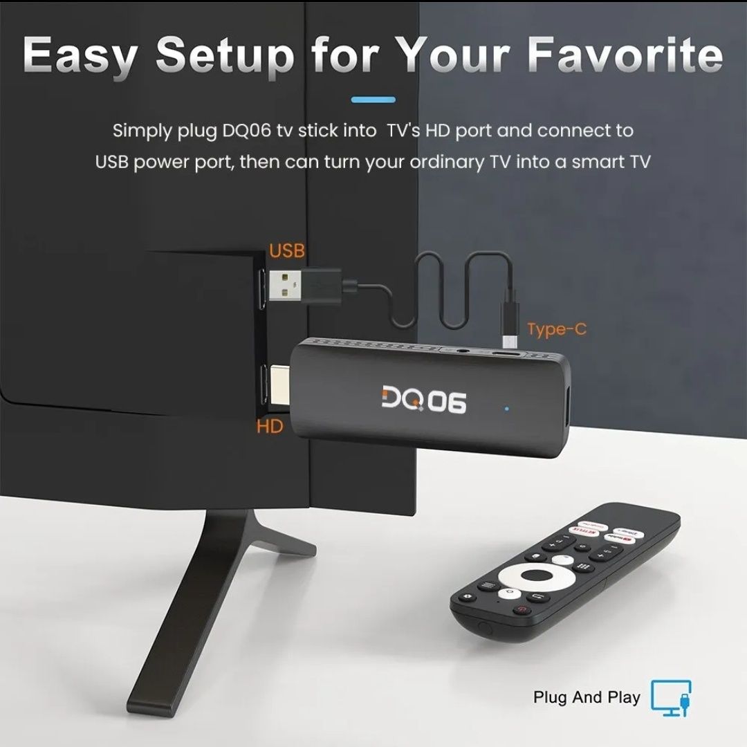 Смарт ТВ приставка DQ06 Mini Tv Stick  4/32Gb