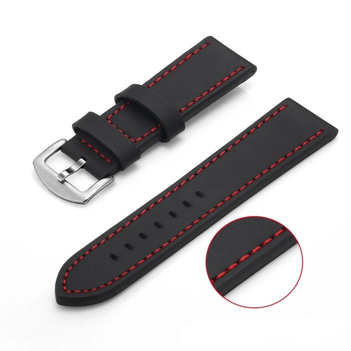 Bracelete Preta Prespontos Vermelho  22mm  Seiko Timberland Oris