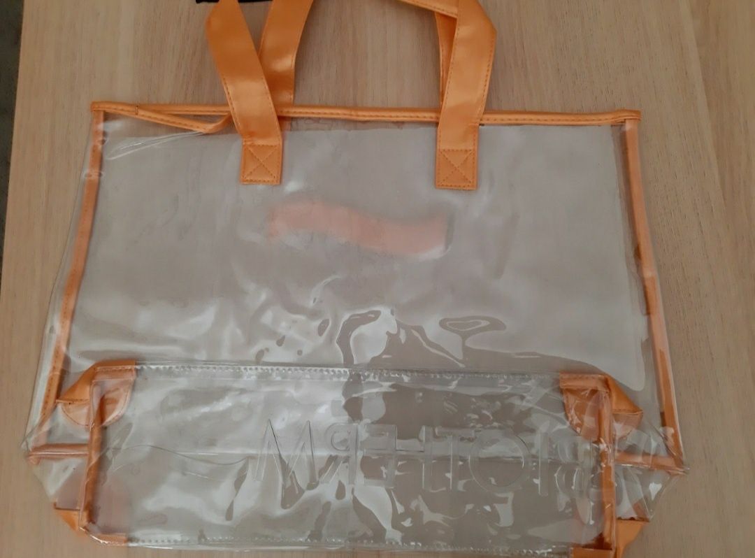 Nowa torba transparentna przezroczysta duza plazowa shopper bag Biothe