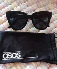 ASOS/Czarne okulary przeciwsłoneczne w Etui, kocie oczy, NOWE