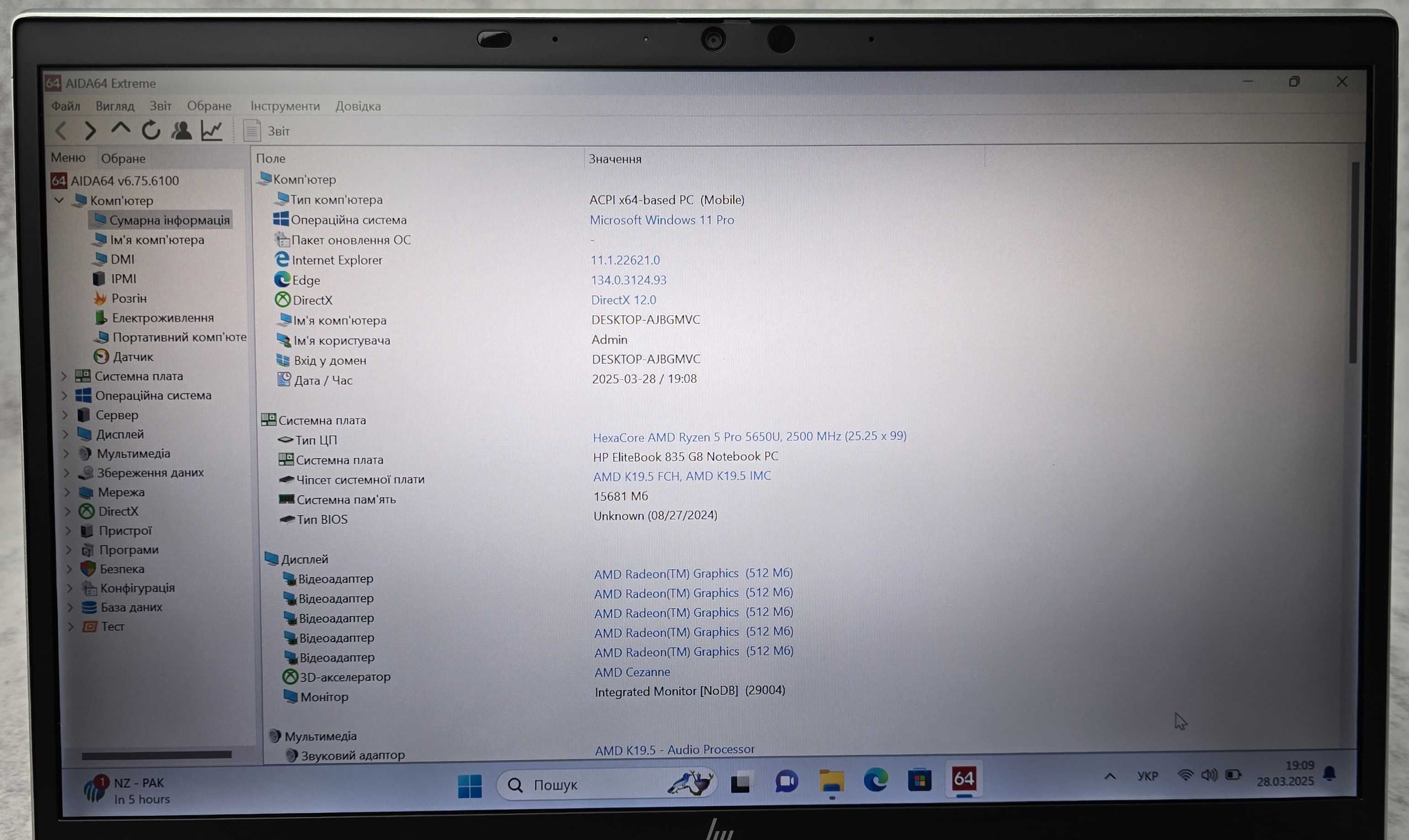 Ноутбук 13.3" HP EliteBook 835 G8 Ryzen 5 5650U 1920х1080 IPS Новий