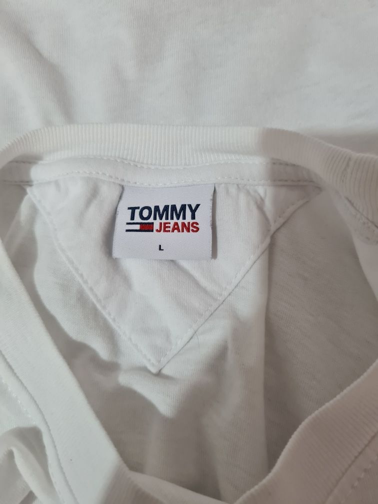 Męski Biały t-shert Tommy hilfiger L