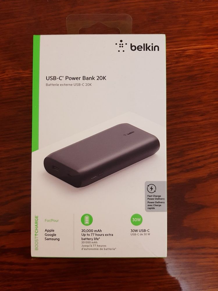 Портативний зарядний пристрій Belkin 20000mAh, 30W, PD, USB-A, USB-C
