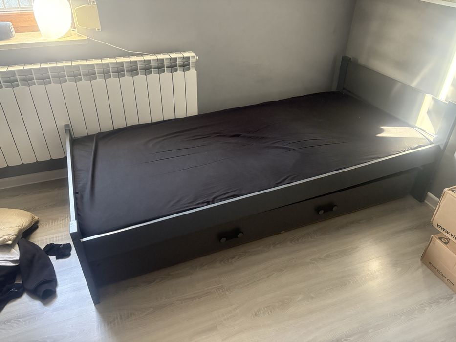Łóżko tapczan szare 90x200 mlodziezowe z szuflada
