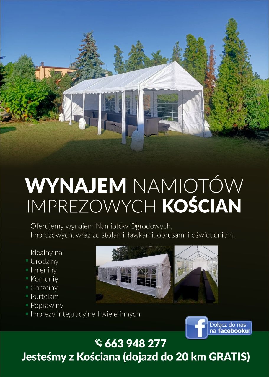 Wynajem namiotów Imprezowych Kościan/ Namiot Imprezowy