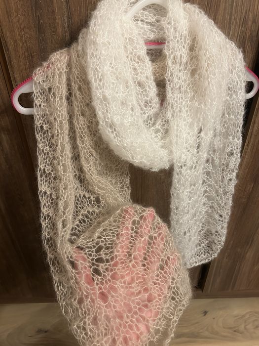 Jedwabno- moherowy szal  ( rękodzieło)