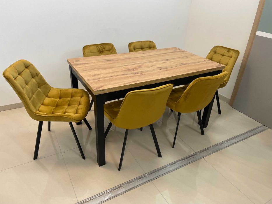 (583) Stół rozkładany + 6 krzeseł, loft, okazja 1550 zł nowy!