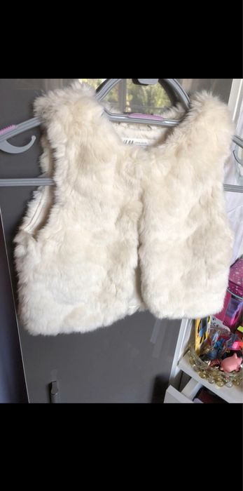 H&M 98 104 Cudna nowa futrzana kamizelka,super wzór
