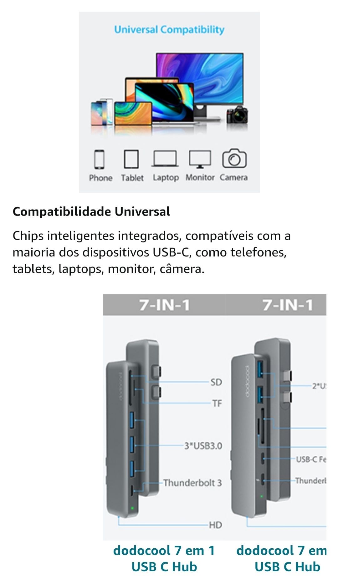hub USB-C dodocool, adaptador de hub tipo C com porta de entrega de en