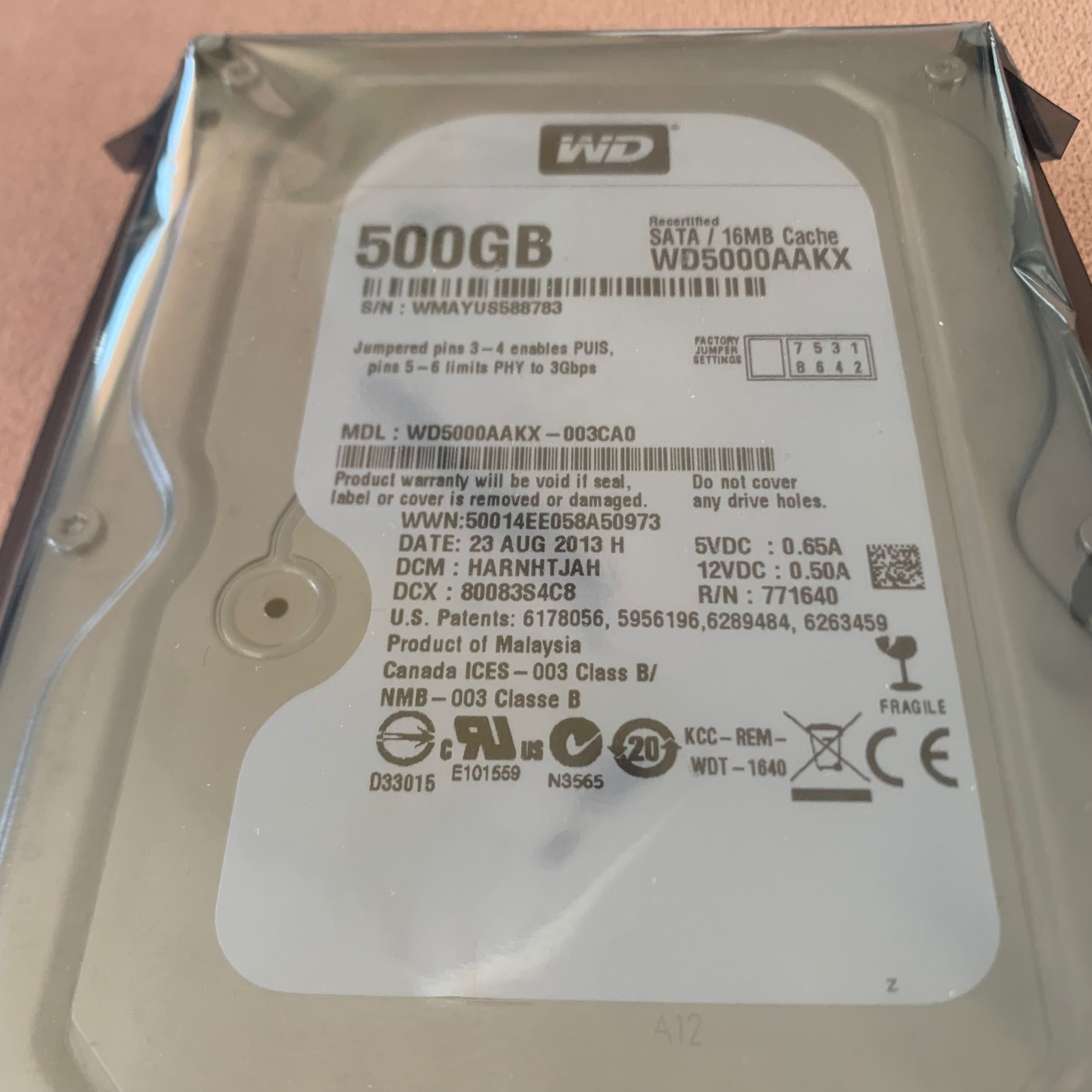 HDD 3.5 Western Digitaal WD5000AAKX