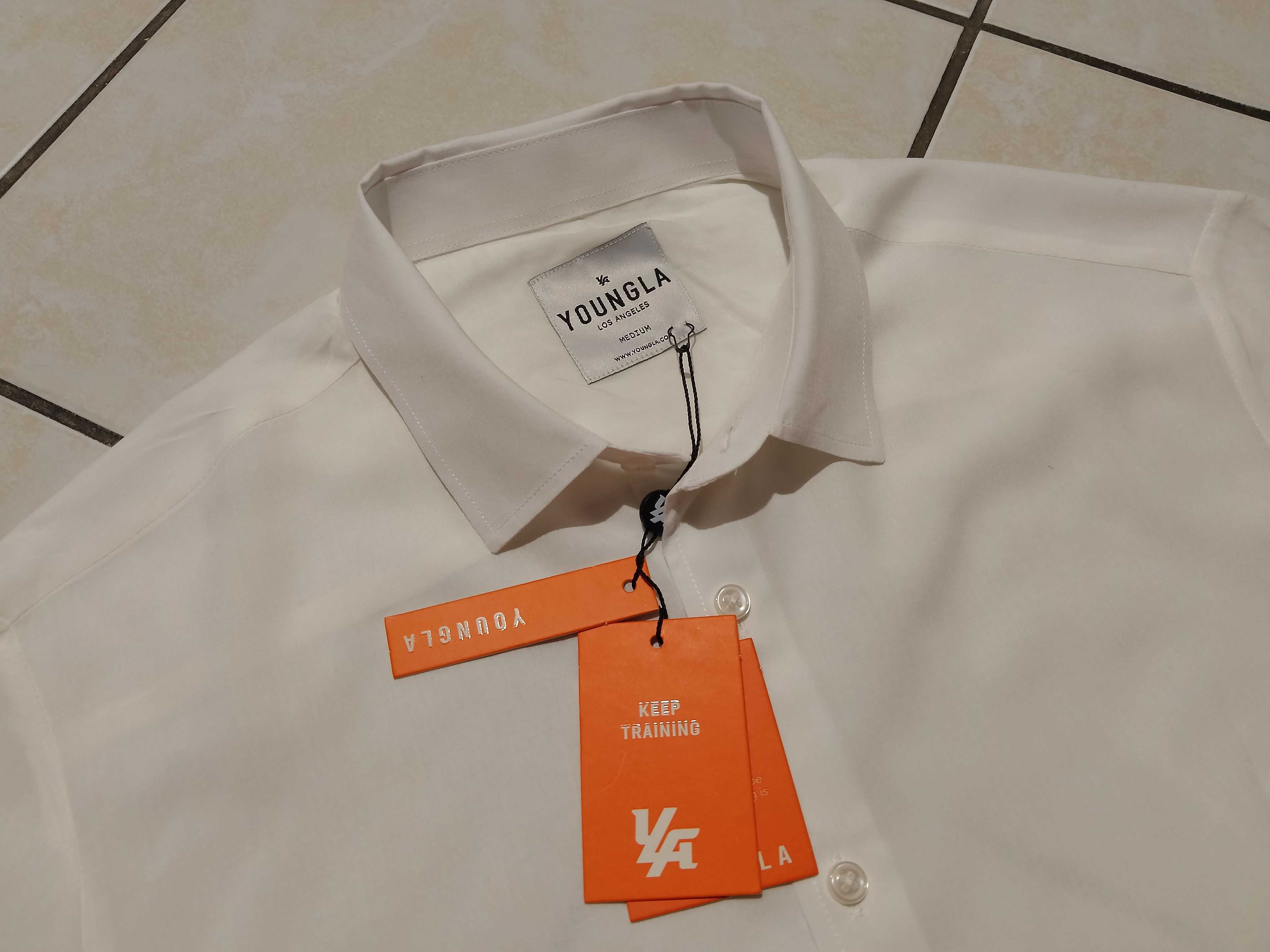 YOUNGLA - NOWA! z LOGO i Metkami Koszula Męska rozmiar L