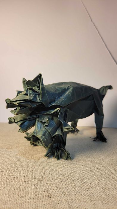 Decoração em Papel - Origami - Cerebrus, o Guardião de 3 Cabeças