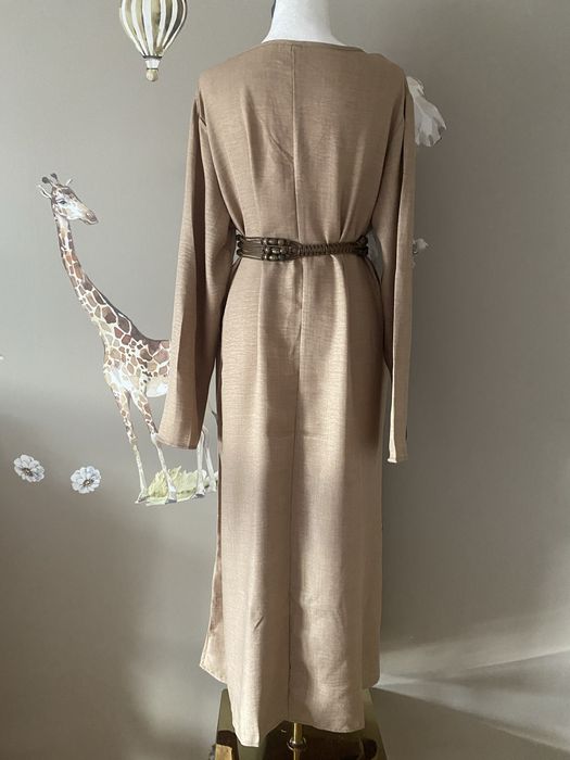 Długa maxi lniana sukienka boho 42/44 sukienka z lnu