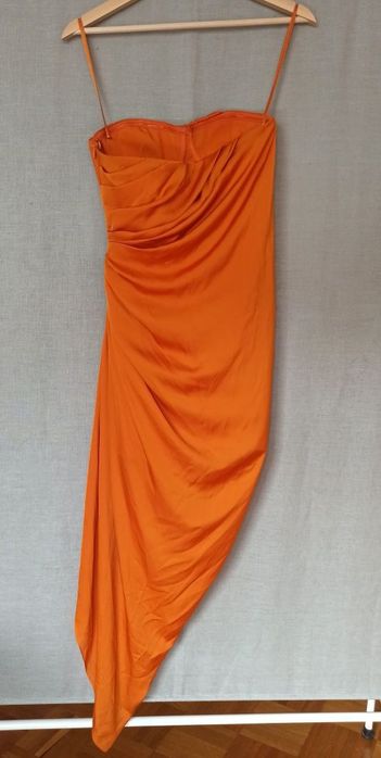 Sukienka H&M, concious koktajlowa wieczorowa weselna ruda pomarańczowa