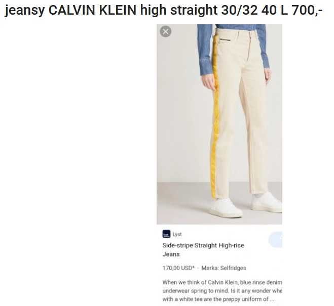 jeansy wysoki stan proste CALVIN KLEIN 30/32 40 L 700,- NOWE