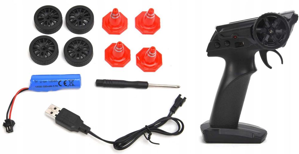 Samochód Zdalnie Sterowany 4x4 Drift Koła + Pachołki Auto Rc 20 Km/h