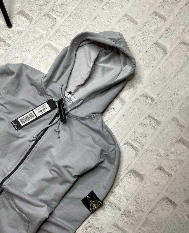 Серая Зип Худи STONE ISLAND • Чоловічий стонік олімпійка сіра