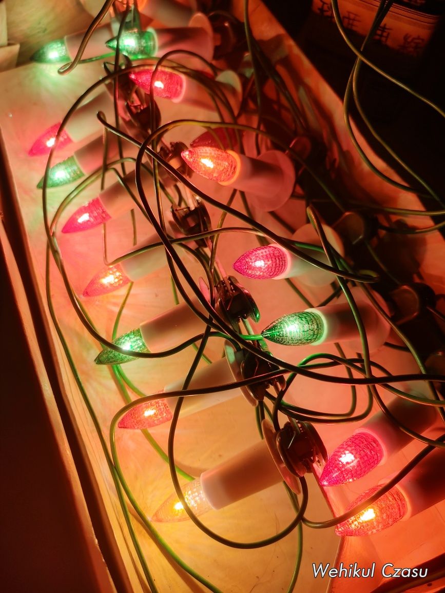 Lampki choinkowe PRL światełka świece karbowane retro vintage