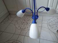 Żyrandol 3 - ramienny metalowy niebieski wys. 62 cm