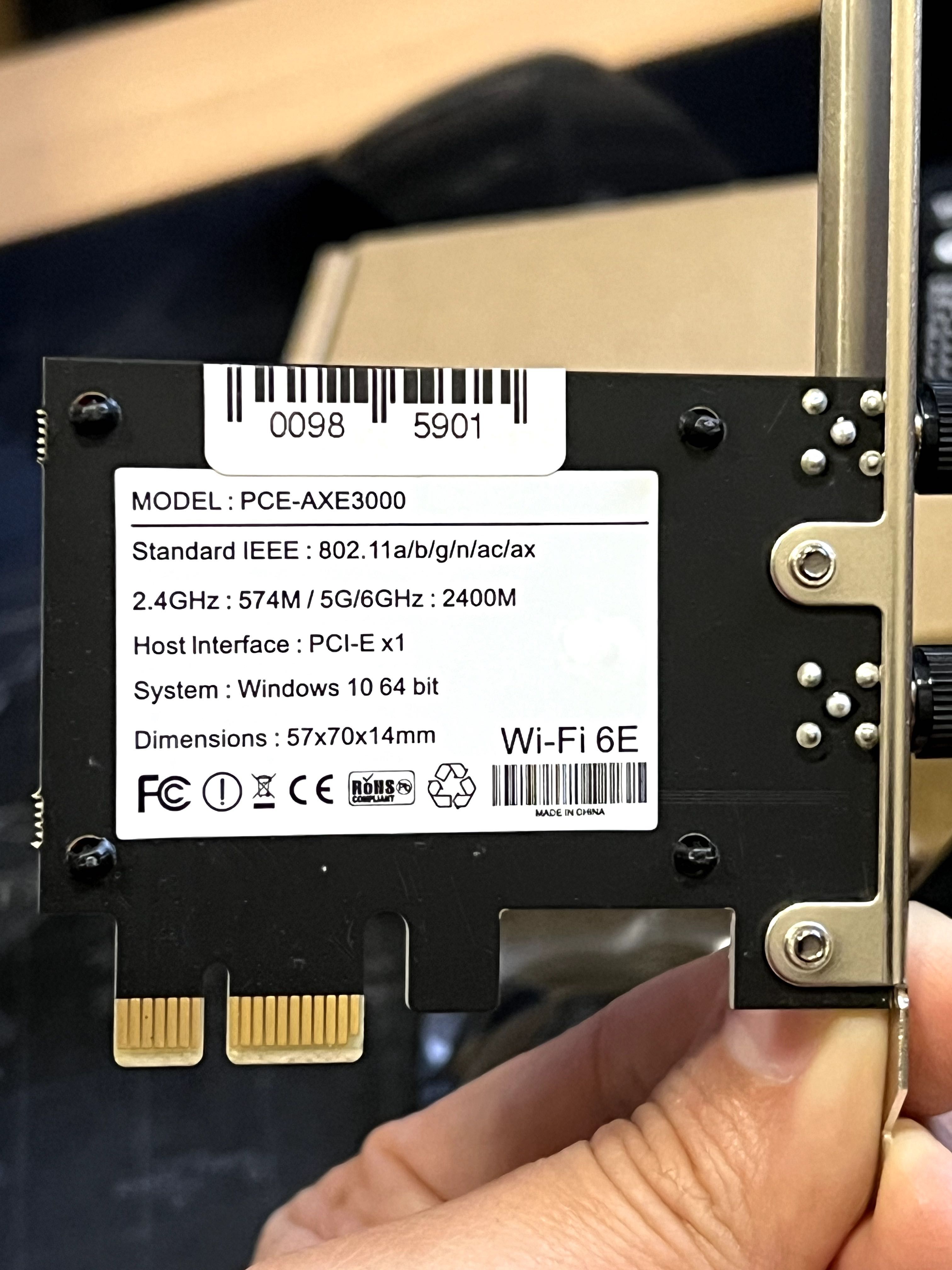 Адаптер Wi-Fi 6E PCI-E FENVI PCE-AXE3000 + Bluetooth 5.3