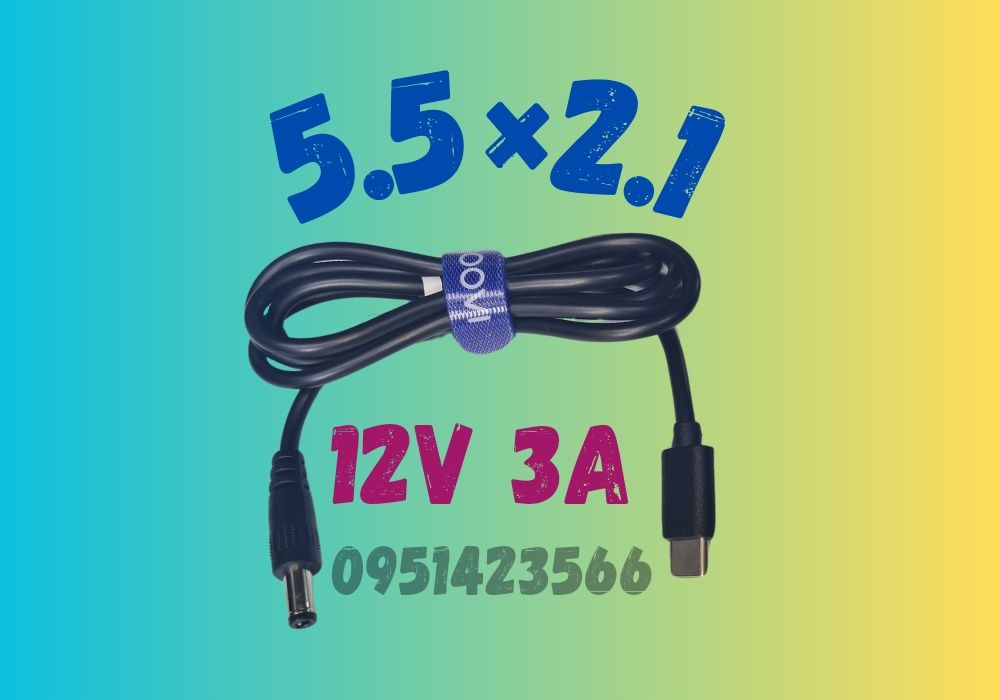 5.5×2.5 Кабель Туре-C → DC 12V 3A с поддержкой PD  5,5×2,1 12V 3A PREM