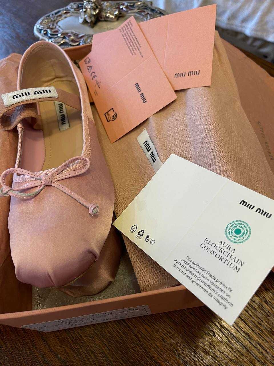 Satynowe Balerinki Miu Miu!Różowe OD RĘKI 36-41! PREMIUM
