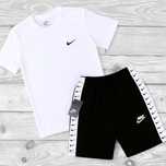 Літній чоловічий комплект Nike футболка + шорти Найк білий