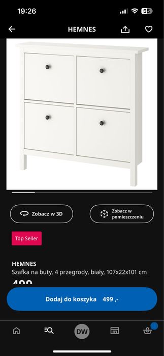 Sprzedam 2 nowe szafki na buty IKEA Hemnes.