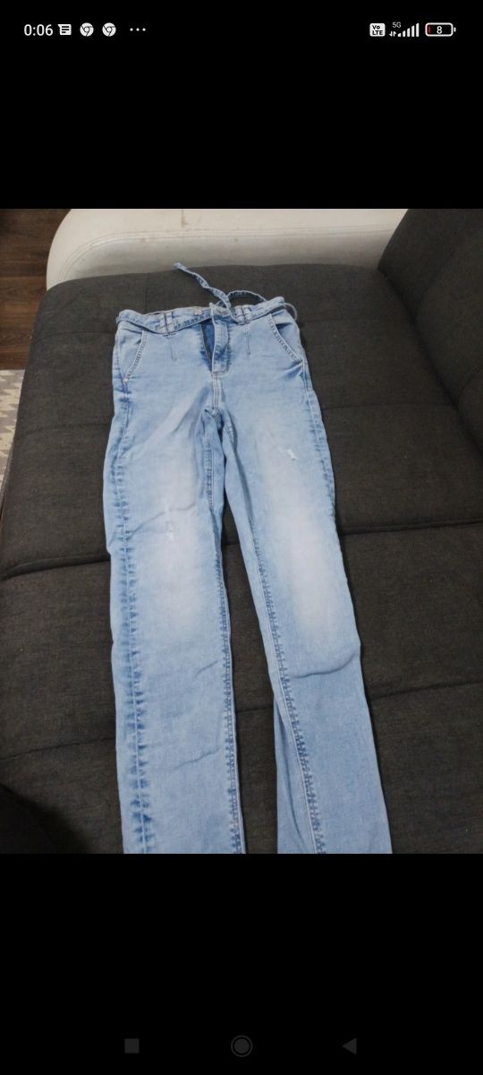 Damskie jeansy ze sznurkiem
