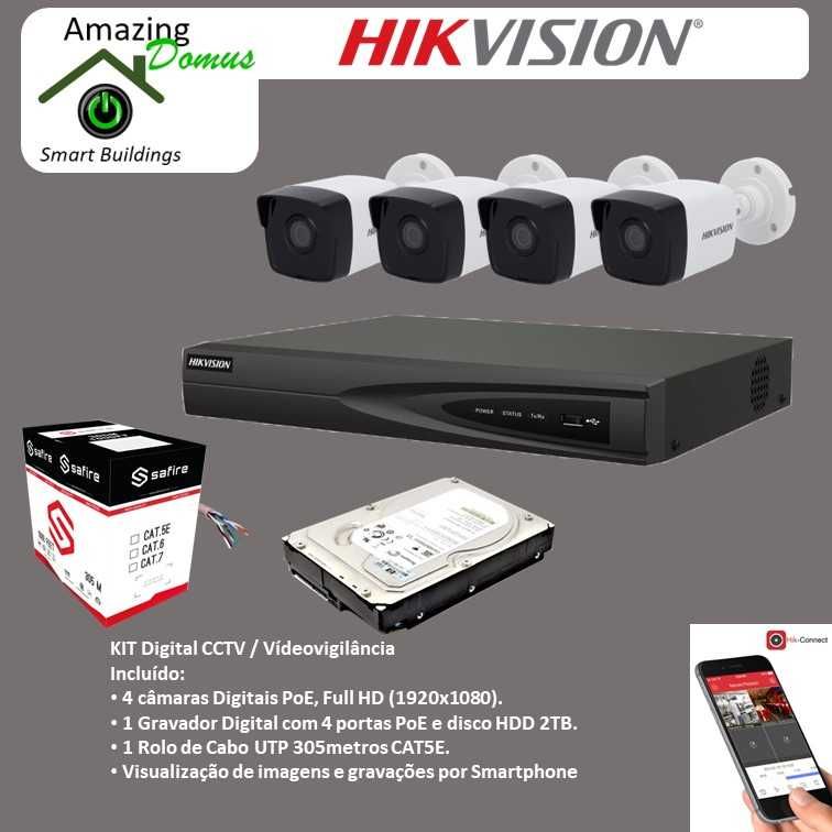 Câmaras Hikvision KIT CCTV Videovigilância Digital