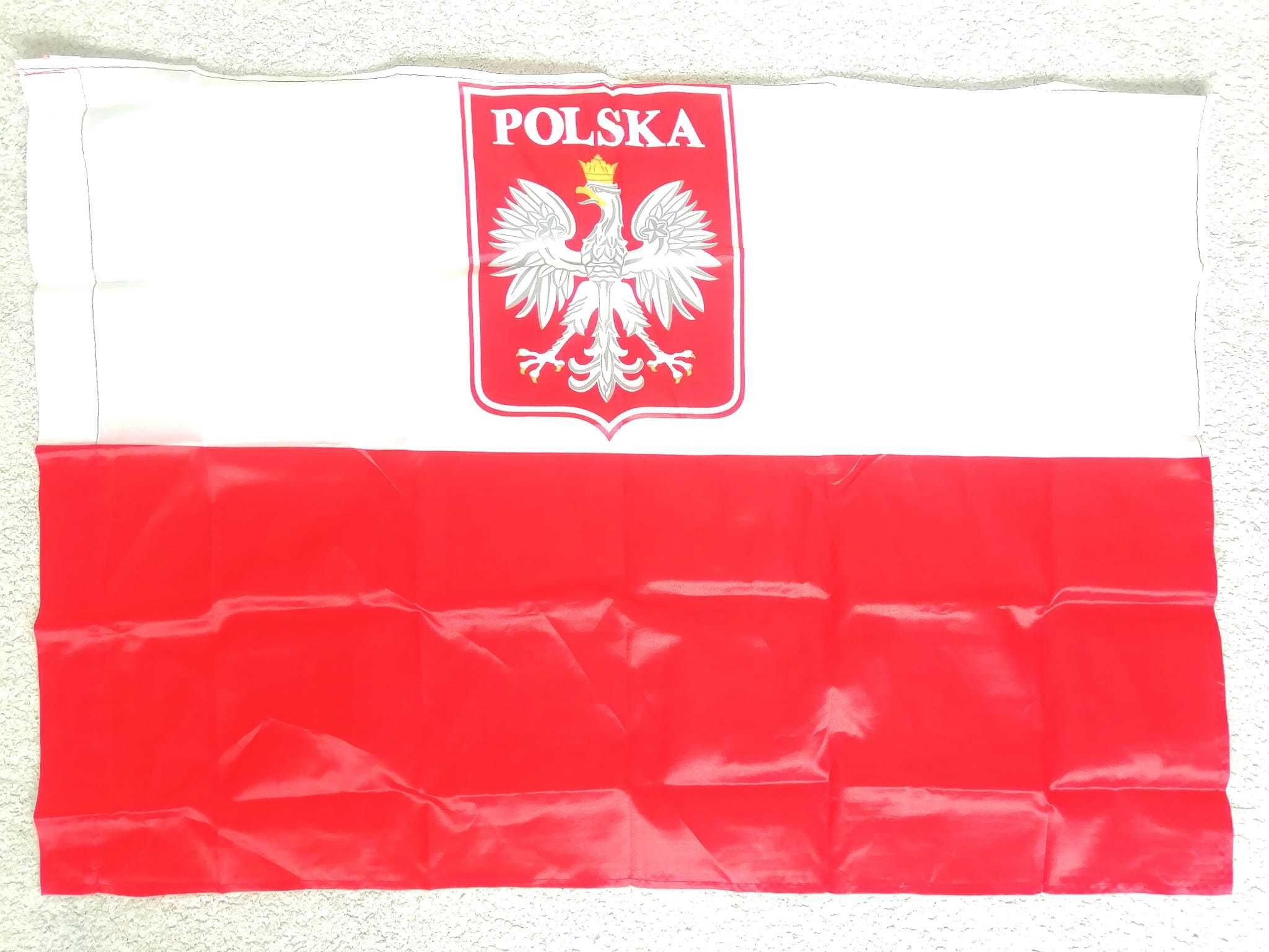 Flaga POLSKA 85 x 60 na kij drzewiec Święto Niepodległości Państwowe