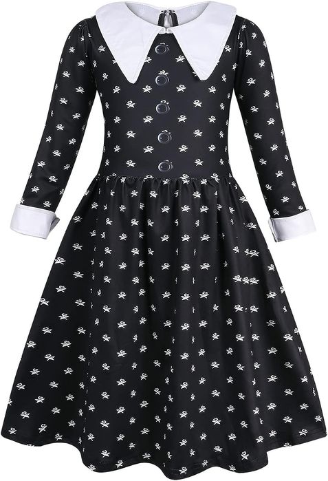 Czarna sukienka Wednesday Addams  dla dziewczynek na przyjęcia 140Cm
