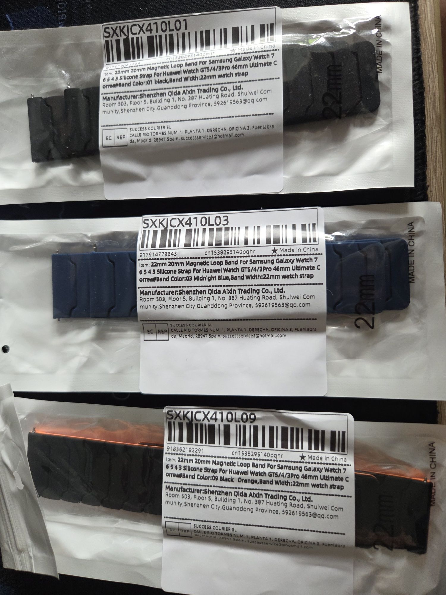 Opaski magnetyczne 22mm 3 sztuki nowe Samsung Huawei