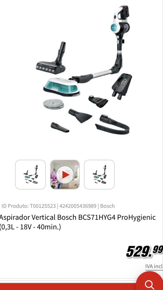 Aspirador Vertical Bosch ProHygienic Aqua