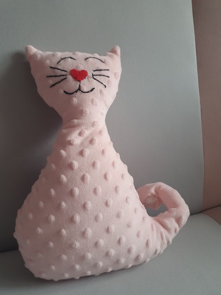 Nowa słodka poduszeczka kotek różowy Minky 33cm