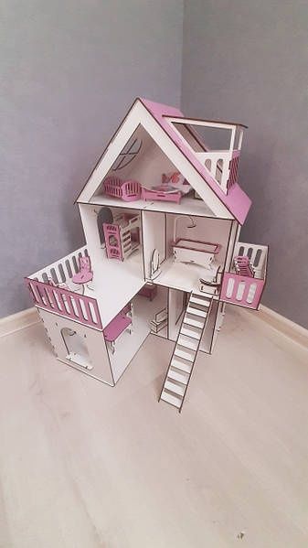 Деревянный детский самосборный кукольный домик для кукол с мебелью,!